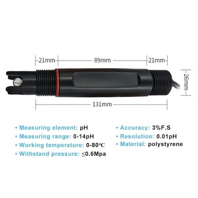 12-24V DC Power Supply Industrial RS485 0-10V 4-20mA Water PH Sensor for Water Tank Monitoring