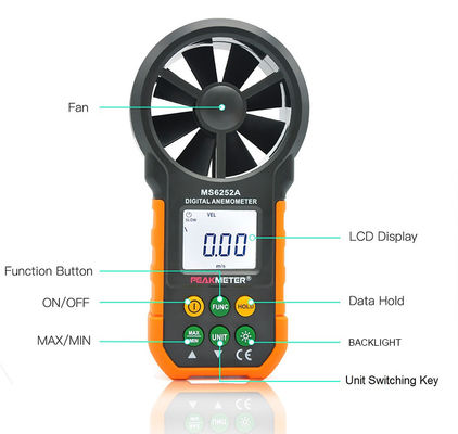 Popular Anemometer Digital Handheld Wind Speed Meter Tester with 1*9V 6F22 Battery